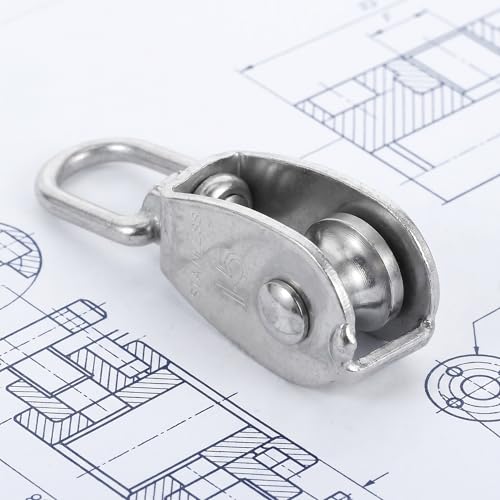 6pcs Stainless Steel Single Bearing Pulley Block for Lifting and Gym Attachments, Heavy Duty Reliability with Silent Roller Design, Minimizing Manual Effort for Outdoor and Indoor