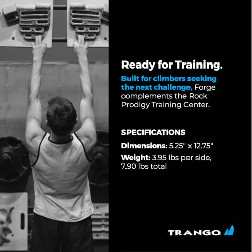 TRANGO Rock Prodigy Hangboard - Finger Training Board for Rock Climbing, Build Finger Strength, Home Training Board, Natural - Beech Wood, Pivot, Forge, Training Center - style: Forge