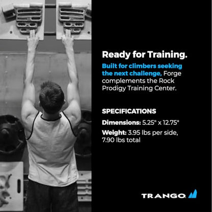 TRANGO Rock Prodigy Hangboard - Finger Training Board for Rock Climbing, Build Finger Strength, Home Training Board, Natural - Beech Wood, Pivot, Forge, Training Center - style: Forge