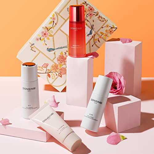 Donginbi Red Ginseng Essential Skin Care Set | Korean Skin Care Gift Set | Firming Moisturizer(1.69 fl oz) | Hydrating Toner(2.37 fl oz) | Essence(2.37 fl oz) | Pore Cleaner(1.69 fl oz) | Glass Skin