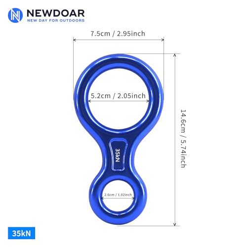 NewDoar Climbing Gear Downhill Equipment, Descender Rappel Rock Climbing Descending Belaying Equipment Rescue Figure 8 Descender Rigging Plate 35KN for Climbing Belaying and Rappeling Device - color: Blue