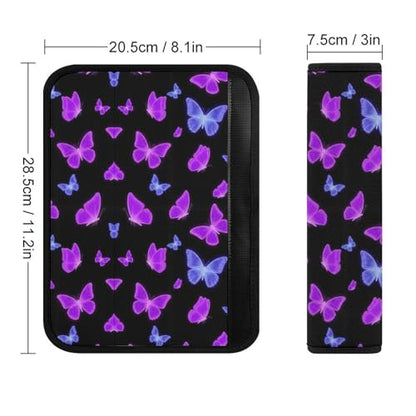 2 Pack Soft Padded Seat Belt Cover for Girls and Boys, All Vehicles, Butterfly Purple Butterflies Harness Pads Strap, Anti-Slip Pad - color: Pattern 1202