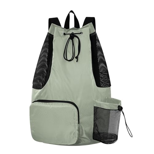 Yuiboo Sage Solid Color Drawstring Backpack Climbing Gym Bag with Water Bottle Pocket Cinch Pack Wet and Dry Separation