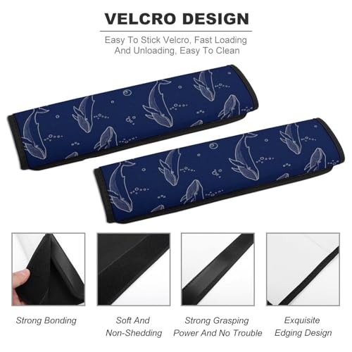 2 Pack Universal Soft and Comfortable Seat Belt Cover for Kids, Car Seats Pushchair Strollers High Chair Pushchair, Navy Blue Whales Seat Belt Cushion - color: Pattern 547