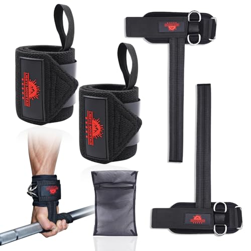 Non-Slip Lifting Straps Wrist cuffs with bag for Weightlifting, Double D-Ring for Deadlifts, Pull-Ups, Cable Machine Training