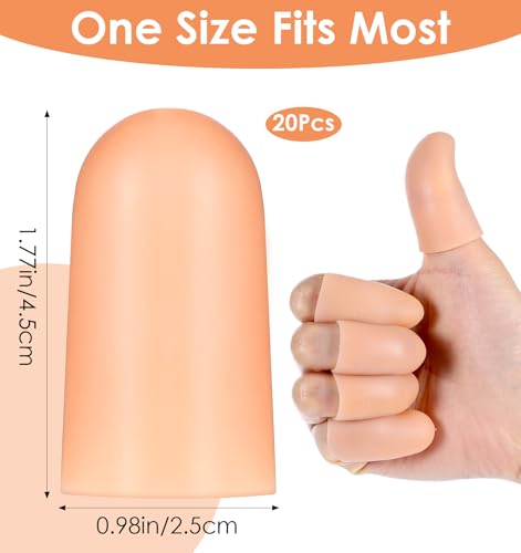 20 Pcs Rubber Thumb, Rubber Thumb Protector Silicone Reusable | Rubber Fingers Silicone Finger Guards, Reusable Waterproof Finger Protection Covers for Cooking, Crafts, Writing