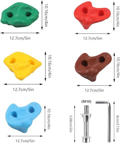 HYGRAD BUILT TO SURVIVE 20pc Rock Wall Climbing Holds for Kids - DIY Climbing Set Indoor & Outdoor Playground Accessories Wall Climbing Play Set
