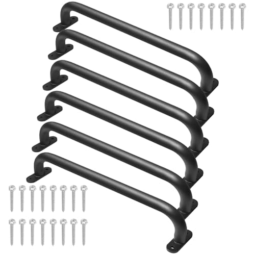 17 Inch Black Indoor Monkey Bars Ladders Playground Handles 6 Pack | Heavy Duty Solid Metal, Non-Slip Matte Powder Coated, Comfy Secure Handle Bar, Outdoor Playset Climbing Frame Jungle Gym - color: Black