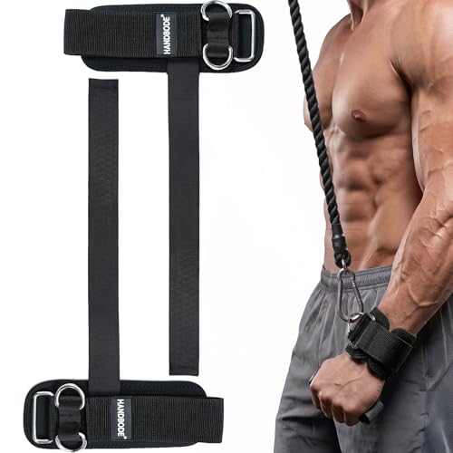 HANDBODE Lifting Wrist Straps for Weightlifting, Gym Wraps with Double D-Ring for Secure Grip, Deadlift, Pull Up, Bodybuilding, Cable Workout, Fit Men Women, Extra-Long Padded