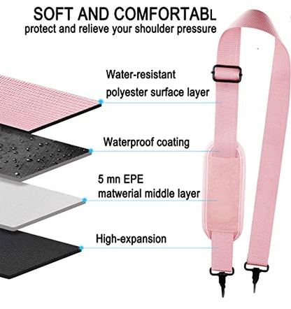 Shoulder Strap, Durable 55" Universal Replacement Laptop Shoulder Strap, Adjustable Comfortable Belt with Metal Hooks for Briefcase, Computer Messenger Bag, Laptop Case Luggage/Duffel/Camera, (Pink) - color: Pink