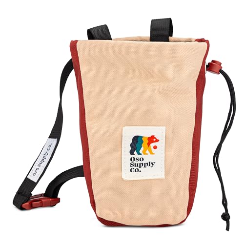 Del Cerro - Chalk Bag for Rock Climbing, U-Shaped Chalk Bucket with Zippered Pocket, Drawstring, Abrasion-Resistant Fabric, Perfect Gear for Indoor/Outdoor Climbing Bouldering - color: Burnt Sienna