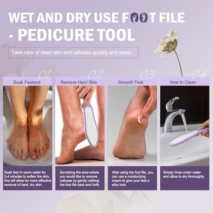 FVION Double-Sided Nano Glass Foot File for Callus Remover - Highly Effective Hard and Dead Skin Remover for Cracked Heels and Dry Skin (Purple) - color: Purple