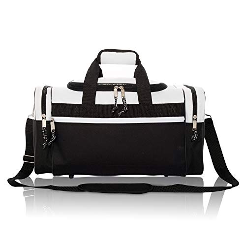 DALIX 17" Blank Duffle Bag Duffel Bag Travel Size Sports Durable Gym Bag - color: White
