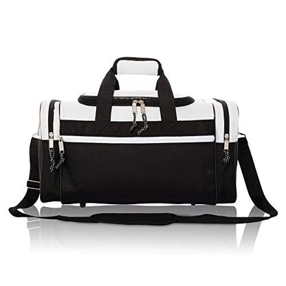 DALIX 17" Blank Duffle Bag Duffel Bag Travel Size Sports Durable Gym Bag - color: White