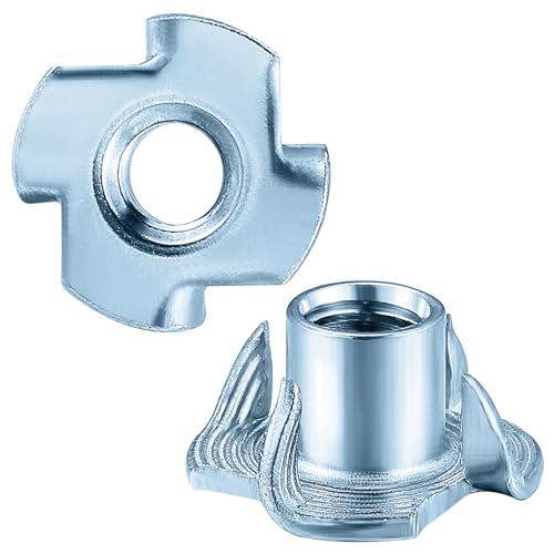 Wensilon 50pcs 3/8-16 T-nut Zinc Four-jaw - for Home, Hotel Outdoor Threaded Insertion - color: Zinc, size: 3/8"-16
