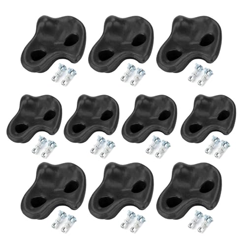 TeamSky Rock Climbing Holds,10PCS Plastic Comfortable Rock Climbing Stone Rocks Wall Stones with Screw Pad and Nut for Outdoor Indoor Climbing Frames Children Playground - color: Black