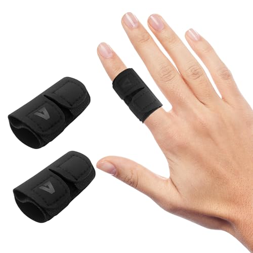 Finger Splints, 2 Pack Neoprene Finger Buddy Straps, No Metal Support Finger Brace, Adjustable Compression Finger Wraps for Daily and Sports Use, Double Finger - Medium - size: Medium