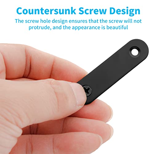 Biaungdo 2" Stainless Steel Flat Plate Straight Bracket, Black, 20 Sets | Metal Corner Brace Brackets, Mending Repair Plate Brace, With Screws & Screwdriver, For Wood, 50mm x 16mm x 2mm - size: 50x16x2.0mm