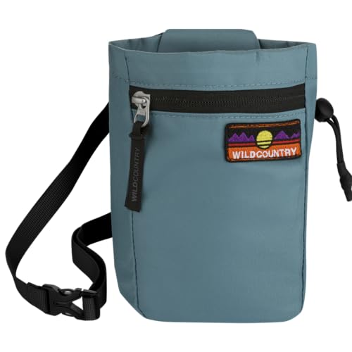 Wild Country Flow Rock Climbing Chalk Bag | With Zippered Pocket for Sport, Trad, & Indoor Climbing - color: Deepwater