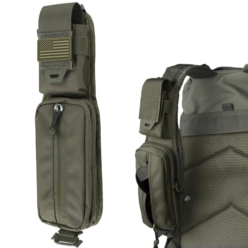 WYNEX Molle Accessories Pouch of Double Zipper Pocket Version, Backpack Strap Pouch Shoulder Strap Molle Attachment Tactical Accessories Bag Shoulder Starps Zipper Pocket Additional Phone Holder - color: Range Green-1Pcs