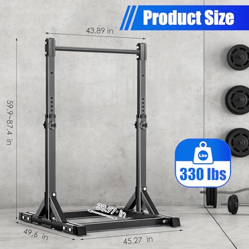 AFFLUENT Pull Up Bar Stand Free Standing Pull Up Bar Station 8 Adjustable Heights Power Tower for Home Gym Workout 330lbs Capacity - color: Black