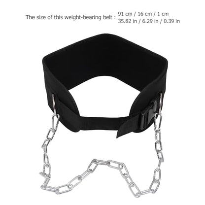 Weighted Dip Belt with Galvanized Chain for Pull-ups and Dips Knitted Tape Support for Back Comfort Muscle Strengthening Resistance Equipment for Weight Training and Fitness