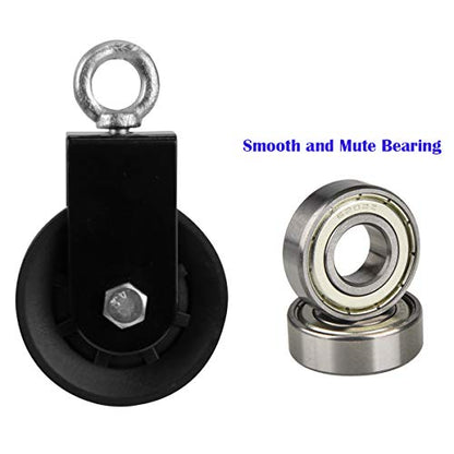 LFJ 3.54 in/90 mm Cable Pulley 360 Degree Rotation Traction Wheel for LAT Pulley System DIY Attachment Lifting Blocks,hoists,Ladder Lift, Gym Equipment, DIY Home Projects, Clothesline, Shop Lifts (1)