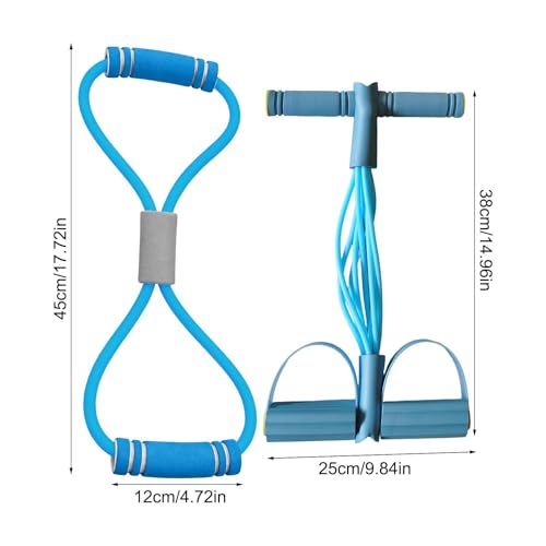 Pedal Puller Resistance Band 8-Tube Puller Rope | with 8-shaped Training Strap Adjustable Elastic Yoga Bands for Stretching for Fitness Workout Pilates - color: Blue