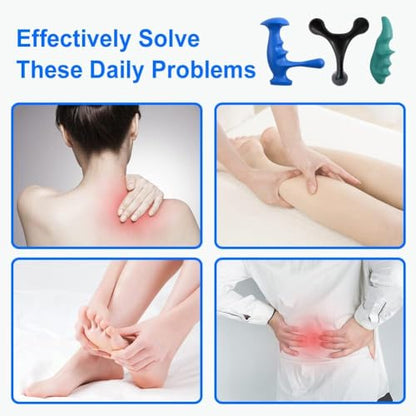 Manual Trigger Point Massage Tool and Thumb Saver for Full Body Deep Tissue Massage, with 3-Legged Massage Knobs, Stress Relief (3 Pack)