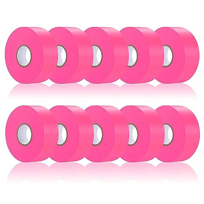 10 Pack Pink Flagging Tape, Non-Adhesive Plastic Ribbon Neon Marking Roll | 1inch*2000ft, Marking Tape for Tree Marking, Hunting, Boundaries and Hazardous Areas,Trail Marking - color: Pink-10pack