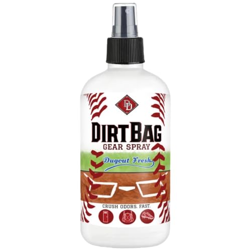 DirtBag Gear Spray by Diamond Dapper - Sports Gear Deodorizer Spray for Shoes, Cleats, Gym Bags, Gloves, Helmets, Pads and Sports Equipment, Dugout Fresh Scent, 8 oz