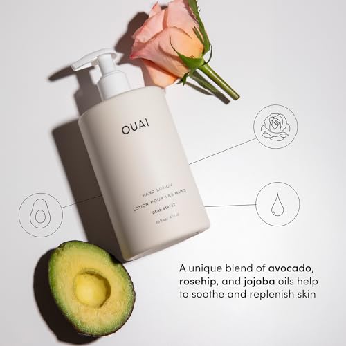 OUAI Hand Lotion - Daily, Lightweight, Hydrating Lotion for Dry Skin - Made with Avocado, Rosehip and Jojoba Oil to Lock in Moisture - Never Greasy (16 Fl Oz) (Pack of 2) - size: 16 Fl Oz (Pack of 2)