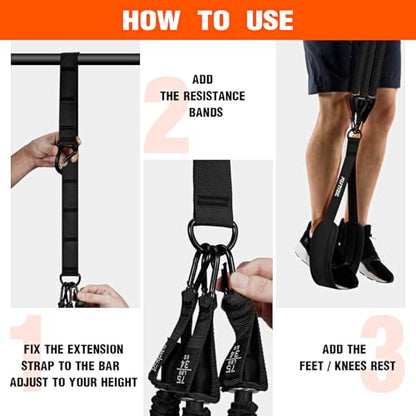 KUTIZE Pull Up Assistance Bands, Pull Up Bar Resistance Bands, Pull Up Bands for Enhanced Strength Training, Muscle Training, 3 Heavy-Duty Adjustable Pull Up Assist Strap & Comfortable Foot Strap - style: Black