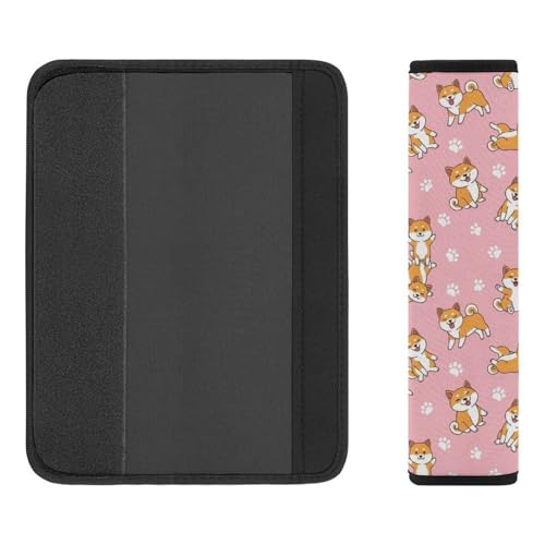 Soft Padded Car Seat Belt Pad for Elderly Support, Stroller Pushchair High Chair, 2 Pack Shiba Inu Dogs Paws Shoulder Harness Cover Anti-Slip Pad - color: Pattern 1094