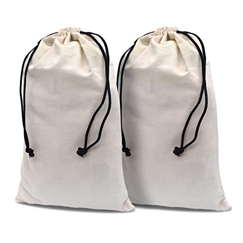 ZENPAC Cowboy Boot Bag, Beige Duster Flannel Pouch with Drawstring Closure, Washable Breathable Cotton Fabric for Shoes, Luggage, 12.5x20.5 2 Pack - color: Beige, size: 12.5x20.5 Inch (Pack of 2)
