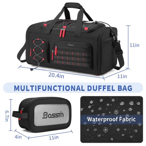Bosstin Gym Bag for Men & Women, 45L Travel Duffle Sports Duffel Bag Gym Weekender Overnight Backpack with Shoe Compartment (Black) - color: 1Black