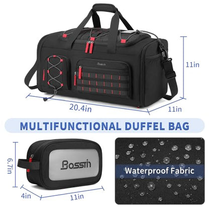 Bosstin Gym Bag for Men & Women, 45L Travel Duffle Sports Duffel Bag Gym Weekender Overnight Backpack with Shoe Compartment (Black) - color: 1Black