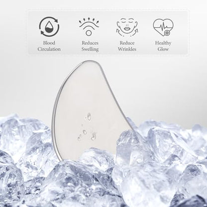 Stainless Steel Gua Sha Facial Tools | Premium Face & Body Massage Scraper for Skin Tightening & Sculpting | Gua Sha Beauty Tool for Jawline, Neck & Eyes with Travel Pouch – Perfect Skincare Gift - color: Silver Ss