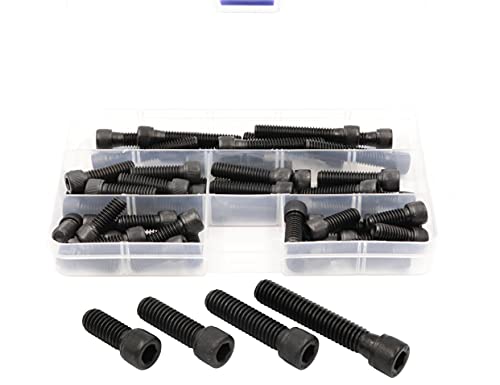 LBY 20pcs Socket Head Cap Screws, 5/16-18 × (3/4''-1-3/4'') Socket Head Screws Assortment Kit, 4 Sizes, 12.9 Grade Alloy Steel (Black) - color: Black, size: 5/16-18