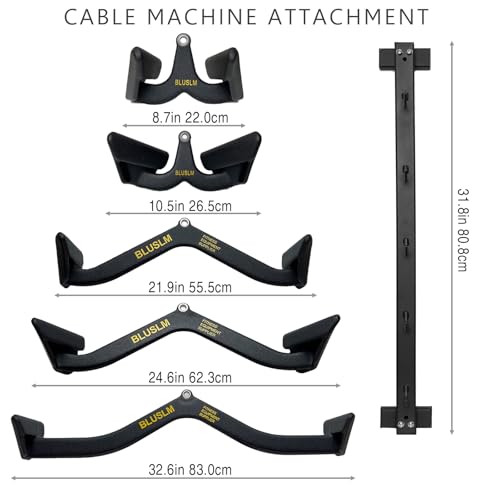 BLUSLM Lat Pull Down Bar T bar Row Attachment, V Bar Tricep Lat Pulldown Attachments, Back Strength Training Bar for Home Gym Exercise Cable Machine Attachments - color: Black 07