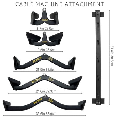 BLUSLM Lat Pull Down Bar T bar Row Attachment, V Bar Tricep Lat Pulldown Attachments, Back Strength Training Bar for Home Gym Exercise Cable Machine Attachments - color: Black 07
