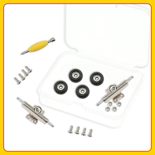 7 Pieces POM Round Black Fingerboard-Wheels Size 7.3mm*4.5mm Tool Set with 1 Screwdrivers 2 Alloy axles - color: Round Black