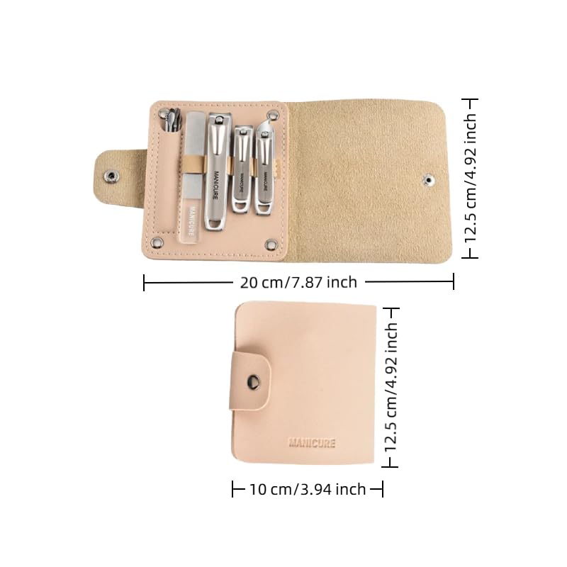 10 Pcs Folding Leather Nail Clipper, Portable Manicure Kit with Case,Brown | Compact Nail Care Set with Multiple Clippers & Files, Durable Travel Case, Ideal for Manicure, Pedicure & Personal Grooming