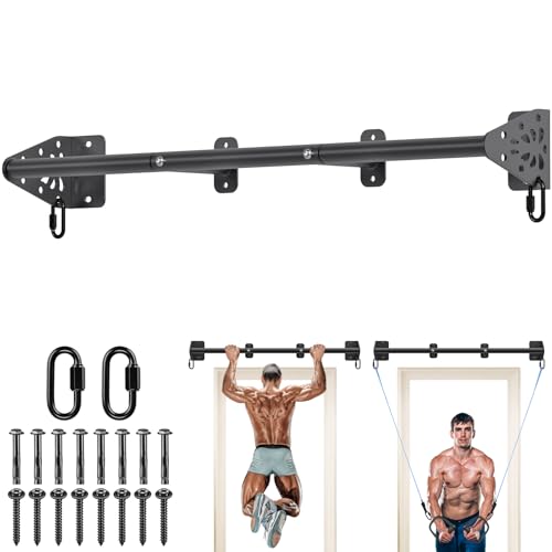 Kipika Wall Mounted Pull Up Bar - Heavy Duty 500 LB Capacity Doorway Chin Up Bar for Home Gym, Sturdy Steel Construction with Resistance Band Hooks | Hanging Exercise Bar for Full Body Workout - size: 36" Straight Type
