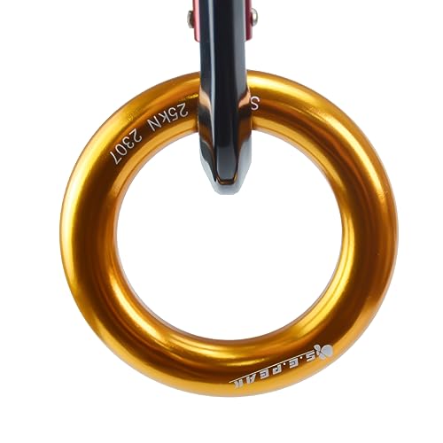 25kN Aluminum Rappel Ring, Perfect Tension O-Ring, Connection Ring for Rock Climbing, Arborist, Gold/Blue - color: big gold-4 pack