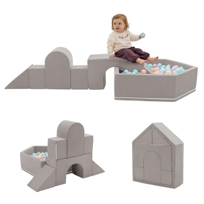 Zedachica 8-Piece Soft Foam Climbing Blocks for Crawling Climbing and Sliding,Toddler Climbing Toys Indoor,Foam Play Gym,Modular Play Set for 2+ Years,Grey - color: Grey