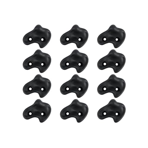12Pcs Unique Rock Wall Climb Holds Set Climbing Wall Stone for Homes Gym and School Play Areas Enduring Climbing Stone - color: Black