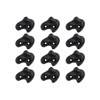 12Pcs Rock Climbing Wall Holds Set with Textured Grip Climbing Stone for Backyard Playgrounds Rock Wall Stone - color: Black