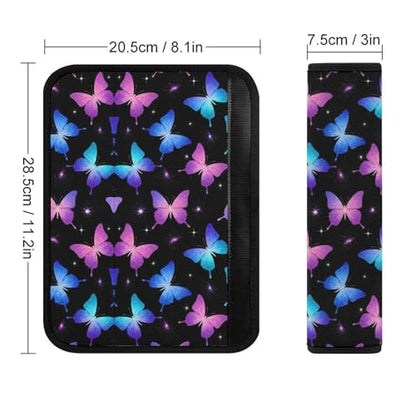 2PCS Soft Padded Car Seat Straps Shoulder Pads for Adult Use, Most Cars, Butterfly Blue Black Shoulder Protector, Shock Absorption - color: Pattern 882
