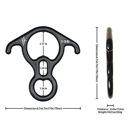 SOB Rescue Figure 8 Descender Belaying Belay Device Rock Climbing Rappelling Gear Aluminum Magnesium Alloy for Climbing,High Rescue,Mountaineering - color: Black